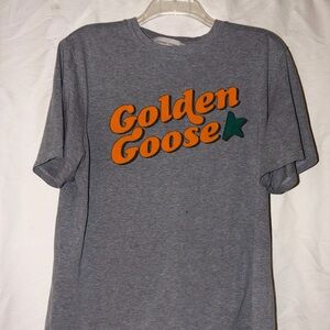 Golden Goose Heather Gray Tee with Orange and Green Accents